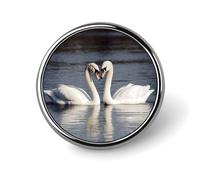 Spilla rotonda in lega di alluminio di alta qualità, romantica spilla a forma di cigno bianco, accessorio regalo, emblema in metallo leggero per uomini e donne, spilla resistente e alla moda per