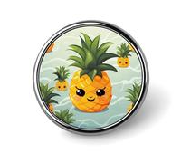 Spilla rotonda in lega di alluminio di alta qualità, simpatica spilla a forma di ananas, accessorio da regalo, emblema in metallo leggero per uomini e donne, spilla resistente e alla moda per cappello