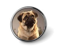 Spilla rotonda in lega di alluminio di alta qualità, simpatica spilla a forma di carlino, accessorio da regalo, emblema in metallo leggero per uomini e donne, spilla resistente e alla moda per