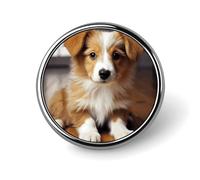 Spilla rotonda in lega di alluminio di alta qualità, simpatica spilla a forma di cucciolo di cane, accessorio da regalo, emblema in metallo leggero per uomini e donne, spilla resistente e alla moda
