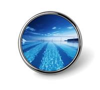 Spilla rotonda in lega di alluminio di alta qualità, spilla blu per piscina, accessori regalo, emblema in metallo leggero per uomini e donne, spilla resistente e alla moda per cappello, giacca, zaino