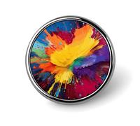 Spilla rotonda in lega di alluminio di alta qualità, spilla colorata con schizzi di vernice, accessorio regalo, emblema in metallo leggero per uomini e donne, spilla resistente e alla moda per