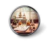 Spilla rotonda in lega di alluminio di alta qualità, spilla da laboratorio di chimica, accessorio regalo, emblema in metallo leggero per uomini e donne, spilla resistente e alla moda per cappello