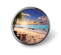 Spilla rotonda in lega di alluminio di alta qualità, spilla romantica da spiaggia, accessorio da regalo, emblema in metallo leggero per uomini e donne, spilla resistente e alla moda per cappello