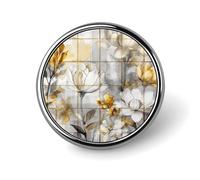 Spilla rotonda in lega di alluminio resistente, con motivo a boccioli di fiori, per camicie, giacche, cappelli, uniformi, 2,5 cm