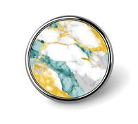 Spilla rotonda in marmo bianco giallo verde acqua per uomo donna moda distintivo collare pin vestito giacca zaino accessori