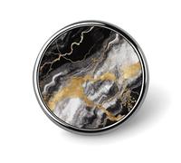 Spilla rotonda in marmo nero e bianco con lamina d'oro, spilla da bavero durevole da 2,5 cm, spilla versatile con bottone in metallo, spilla decorativa leggera per accessori di abbigliamento, regali