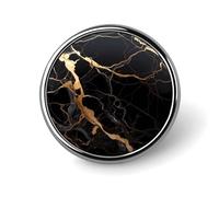 Spilla rotonda in marmo nero oro, spilla da bavero resistente da 2,5 cm, spilla versatile in metallo, spilla decorativa leggera per accessori di abbigliamento, regali personalizzati