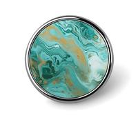 Spilla rotonda in marmo verde acqua e oro, spilla da bavero durevole da 2,5 cm, spilla versatile con bottoni in metallo, spilla decorativa leggera per accessori di abbigliamento, regali personalizzati