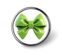 Spilla rotonda in materiale lucido con fiocco verde 3D per uomo donna moda distintivo collare pin abito giacca zaino accessori
