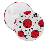 Spilla rotonda in metallo a forma di coccinella rossa e nera, leggera per zaino, spille alla moda per camicie, giacche, cappotti, scialle, unisex, 5PCS, Banda stagnata, perni rotondi in metallo