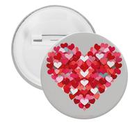 Spilla rotonda in metallo a forma di cuore grande, leggera, per zaino, alla moda, per camicie, giacche, scialle, cappotti, unisex, 5PCS, Banda stagnata, perni rotondi in metallo