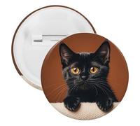 Spilla rotonda in metallo a forma di gatto nero che fa capolino carino, spilla leggera per zaino, spille alla moda per camicie, giacche, cappotti, scialle, unisex, 20PCS, Banda stagnata, perni rotondi