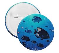 Spilla rotonda in metallo a forma di pesce che si sposta sul mare, spilla leggera per zaino, spille alla moda per camicie, giacche, cappotti, scialle, unisex, 12PCS, Banda stagnata, perni rotondi in