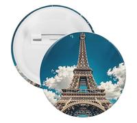 Spilla rotonda in metallo a forma di torre di ferro, spilla leggera per zaino, spille alla moda per camicie, giacche, scialle, cappotti, unisex, 5PCS, Banda stagnata, perni rotondi in metallo