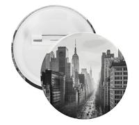 Spilla rotonda in metallo bianco e nero New York, spilla leggera per zaino, spille alla moda per camicie, giacche, cappotti, scialle, unisex, 12PCS, Banda stagnata, perni rotondi in metallo