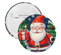 Spilla rotonda in metallo con Babbo Natale, leggera, per zaino, alla moda, per camicie, giacche, scialle, cappotti, unisex, 12PCS, Banda stagnata, perni rotondi in metallo