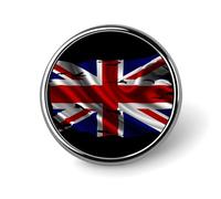 Spilla rotonda in metallo con bandiera britannica strappata e spezzata, elegante spilla a bottone con motivo patriottico, distintivi decorativi per uomo e donna