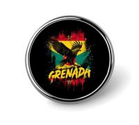 Spilla rotonda in metallo con bandiera Grenada Eagle1, distintivo da bavero alla moda, gioiello decorativo unisex