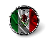 Spilla rotonda in metallo con bandiera messicana strappata e rotta del Michoacán, elegante spilla decorativa con motivo patriottico per uomo e donna