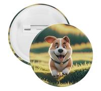 Spilla rotonda in metallo con cane Maji Real Maji, spilla leggera per zaino, spille alla moda per camicie, giacche, cappotti, scialle, unisex, 12PCS, Banda stagnata, perni rotondi in metallo