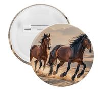 Spilla rotonda in metallo con cavalli che corrono nella sabbia, spilla leggera per zaino, spille alla moda per camicie, giacche, cappotti, scialle, unisex, 20PCS, Banda stagnata, perni rotondi in