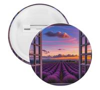 Spilla rotonda in metallo con fiore di lavanda viola tramonto, spilla leggera per zaino, spille alla moda per camicie, giacche, cappotti, scialle, unisex, 5PCS, Banda stagnata, perni rotondi in