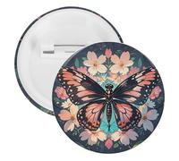 Spilla rotonda in metallo con fiori, farfalle e libellule, spilla leggera per zaino, spille alla moda per camicie, giacche, cappotti, scialle, unisex, 12PCS, Banda stagnata, perni rotondi in metallo