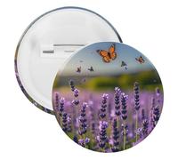Spilla rotonda in metallo con lavanda e farfalle, spilla leggera per zaino, spille alla moda per camicie, giacche, scialle, cappotti, unisex, 20PCS, Banda stagnata, perni rotondi in metallo