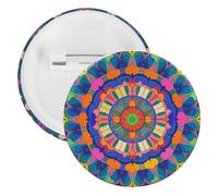 Spilla rotonda in metallo con mandala colorata, spilla leggera per zaino, spille alla moda per camicie, giacche, scialle, cappotti, unisex, 12PCS, Banda stagnata, perni rotondi in metallo