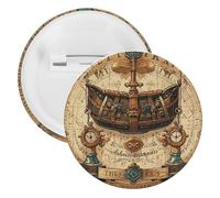Spilla rotonda in metallo con mappa del tesoro, spilla leggera per zaino, spille alla moda per camicie, giacche, scialle, cappotti, unisex, 20PCS, Banda stagnata, perni rotondi in metallo