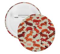 Spilla rotonda in metallo con molti bassotti romantici, spilla leggera per zaino, spille alla moda per camicie, giacche, cappotti, scialle, unisex, 12PCS, Banda stagnata, perni rotondi in metallo