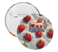 Spilla rotonda in metallo con motivo a fragola e mucca bianca, spilla leggera per zaino, spille alla moda per camicie, giacche, cappotti, scialle, unisex, 20PCS, Banda stagnata, perni rotondi in