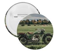 Spilla rotonda in metallo con motivo motociclette su erba verde, spilla leggera per zaino, spille alla moda per camicie, giacche, scialle, cappotti, unisex, 20PCS, Banda stagnata, perni rotondi in