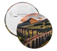 Spilla rotonda in metallo con motivo tramonto su ponte elevato, spilla leggera per zaino, spille alla moda per camicie, giacche, cappotti, scialle, unisex, 20PCS, Banda stagnata, perni rotondi in