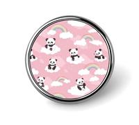 Spilla rotonda in metallo con panda, orso, nuvola, arcobaleno, spilla commemorativa, per uomo e donna