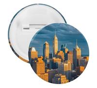 Spilla rotonda in metallo con scritta "A Busy Town in The City", spilla leggera per zaino, spille alla moda per camicie, giacche, cappotti, scialle, unisex, 5PCS, Banda stagnata, perni rotondi in