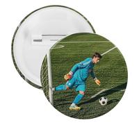 Spilla rotonda in metallo con scritta "Football in the Goalkeeper Position", spilla leggera per zaino, spille alla moda per camicie, giacche, cappotti, scialle, unisex, 5PCS, Banda stagnata, perni