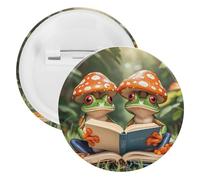 Spilla rotonda in metallo con scritta "The Frog Family Is Reading", leggera per zaino, spille alla moda per camicie, giacche, cappotti, scialle, unisex, 12PCS, Banda stagnata, perni rotondi in metallo