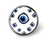 Spilla rotonda in metallo con simbolo dell'occhio di Allah, con chiusura smaltata, ideale per cappelli, borse e abbigliamento, come regalo protettivo.