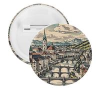 Spilla rotonda in metallo della regione di Salisburgo, spilla leggera per zaino, spille alla moda per camicie, giacche, cappotti, scialle, unisex, 20PCS, Banda stagnata, perni rotondi in metallo