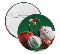 Spilla rotonda in metallo per basket, rugby, baseball, golf, spilla leggera per zaino, spille alla moda per camicie, giacche, cappotti, scialle, unisex, 12PCS, Banda stagnata, perni rotondi in metallo