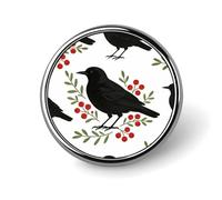 Spilla rotonda in metallo stampata con uccellino nero, spille classiche e carine, spille personalizzate con bottoni Pinback personalizzati, spille smaltate divertenti per zaini, giacche, borse