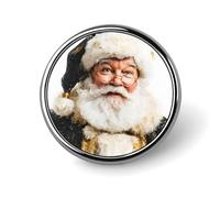 Spilla rotonda in oro nero con Babbo Natale per uomo e donna, spilla alla moda, spilla da colletto, abito, giacca, zaino, accessori