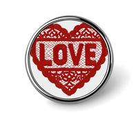 Spilla rotonda in pizzo rosso con parole d'amore per uomo donna moda distintivo collare pin vestito giacca zaino accessori