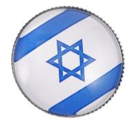 Spilla Rotonda Israele 25mm in Metallo, Design | Effetto , Uso Multifunzione, per Sciarpe e Cappelli, Scatola , Unico