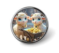 Spilla rotonda Little Lamb Brings Wealth per uomo e donna, spille da bavero resistenti ed eleganti, distintivi in metallo leggero per camicie, giacche, cappelli