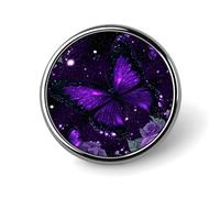 Spilla rotonda magica in lega di alluminio con farfalla viola, galassia, rose, acchiappasogni, farfalla, galassia, piume, per giacche, zaini, cappelli, camicie, elegante accessorio da bavero in metall