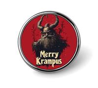 Spilla rotonda Merry Krampus in smalto, distintivo da bavero, gioiello decorativo per zaino e cappello
