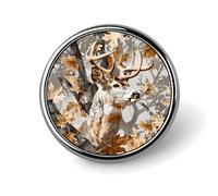Spilla rotonda mimetica da caccia al cervo, spilla da bavero, cravatta, abito, accessori per matrimonio e compleanno, per uomo e donna.